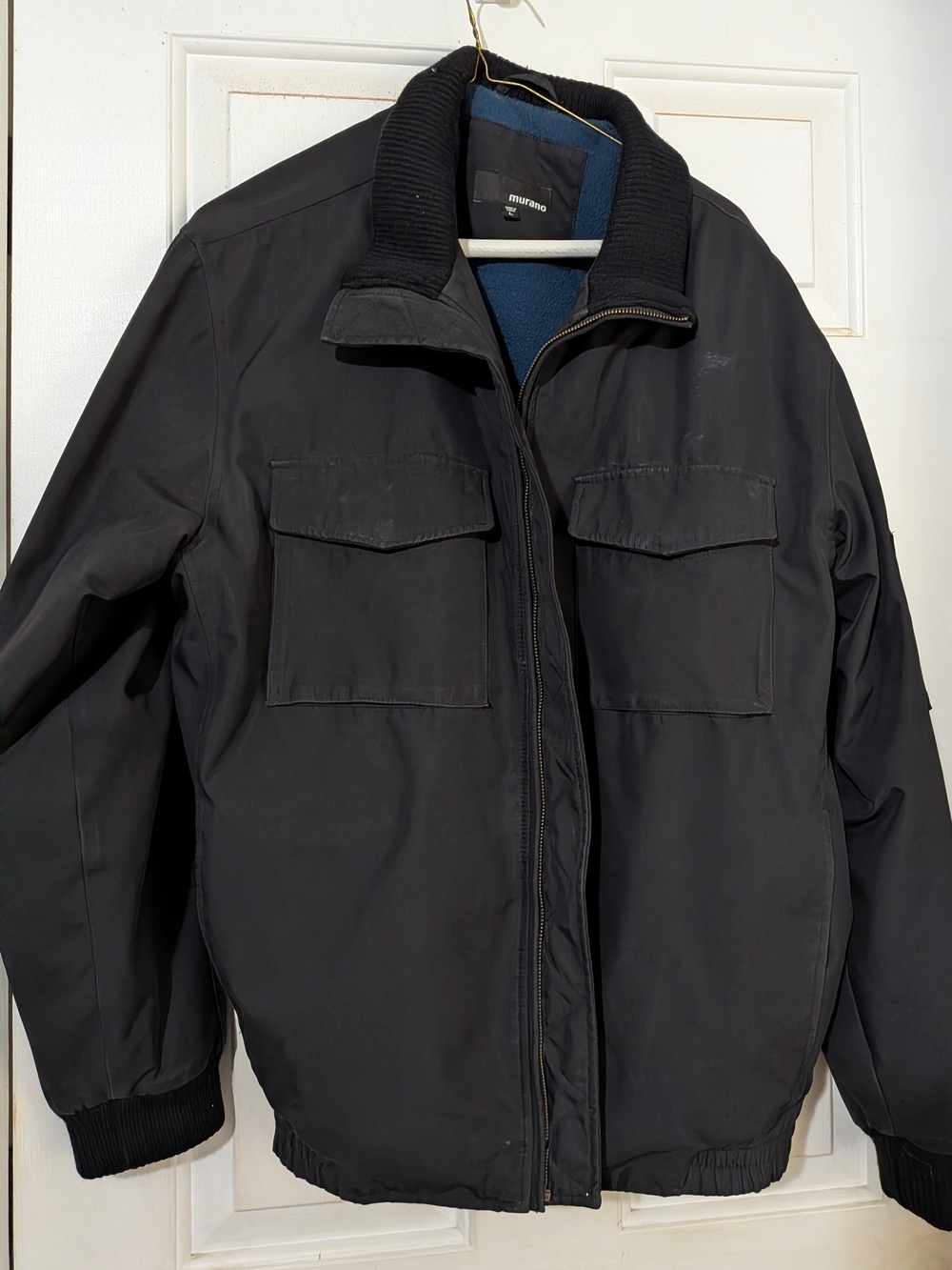 Murano Black Field Jacket with Rib-Knit Collar